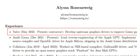 Valve聘请开源Linux图形驱动开发者Alyssa Rosenzweig，致力于改进Steam Deck掌机