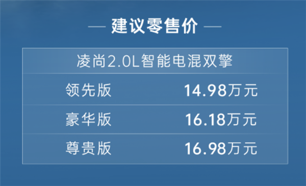 广汽丰田凌尚智能电混双擎版正式发布，价格14.98-16.98万元