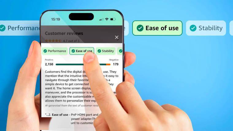 Using artificial intelligence technology, Amazon generates product review summaries for users to help them make purchase decisions easily