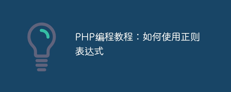 PHP编程教程：如何使用正则表达式
