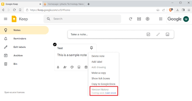 Google Keep launches a new feature: providing a better note historical version management experience!