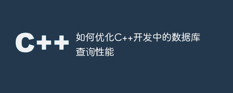 如何优化C++开发中的数据库查询性能