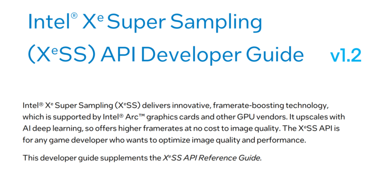 英特尔发布 XeSS 1.2 SDK，关键文件仍未开源