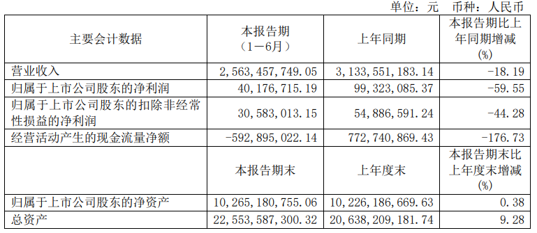 Lifan Technology의 상반기 매출은 18.19% 감소한 25억 6300만 위안을 기록했습니다.