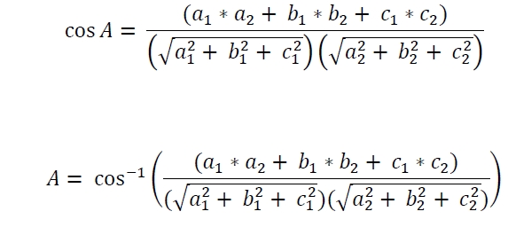 In a C program, translate the following into Chinese: The angle between two planes in 3D