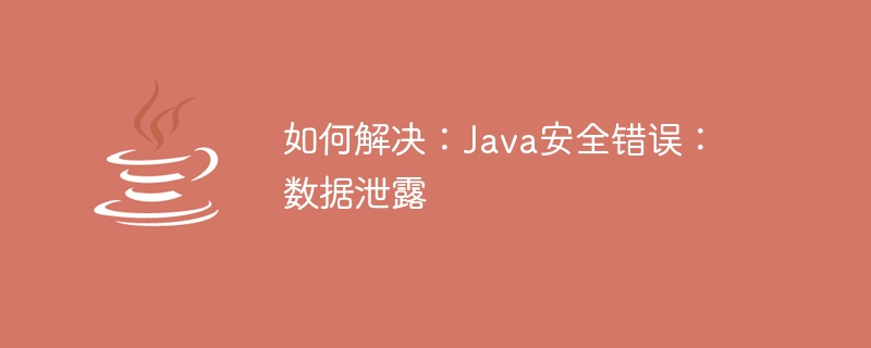 如何解决：Java安全错误：数据泄露