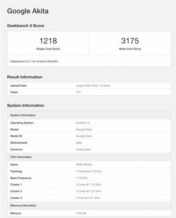 谷歌Tensor G3在Geekbench亮相：多核性能不及骁龙7+ Gen2