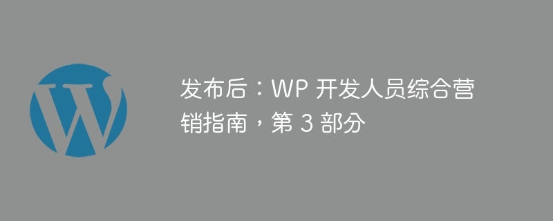 发布后：WP 开发人员综合营销指南，第 3 部分