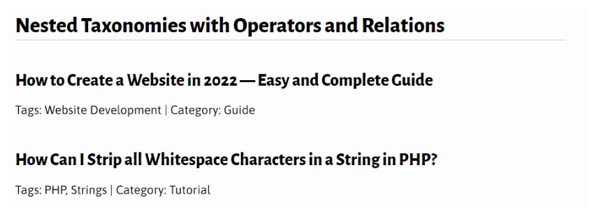 Filter taxonomies using WP_Query parameter