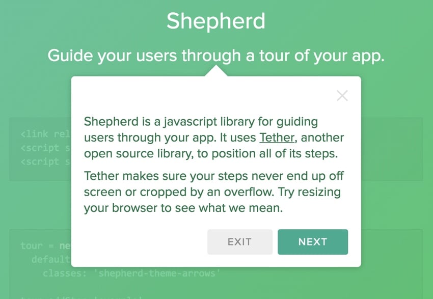 JavaScript中使用Shepherd构建用户导览的方法