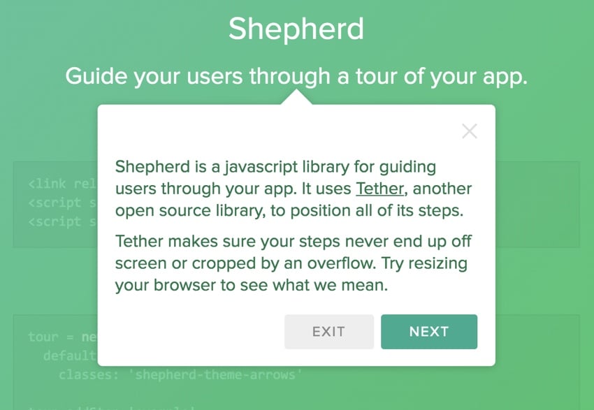 How to use Shepherd to build user navigation in JavaScript