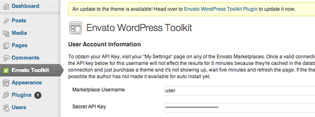 Enhance your theme with the Envato WordPress Toolkit: Library