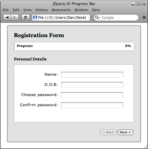 Create a progress bar using Javascript