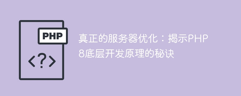 실제 서버 최적화: PHP8의 기본 개발 원칙의 비밀 공개