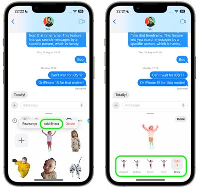 iOS 17：如何为消息中的贴纸添加效果