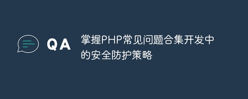 PHP FAQ 컬렉션 개발 시 보안 보호 전략을 마스터하세요.