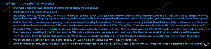 消息披露：英特尔计划明年年底推出24核第15代Arrow Lake-S处理器！