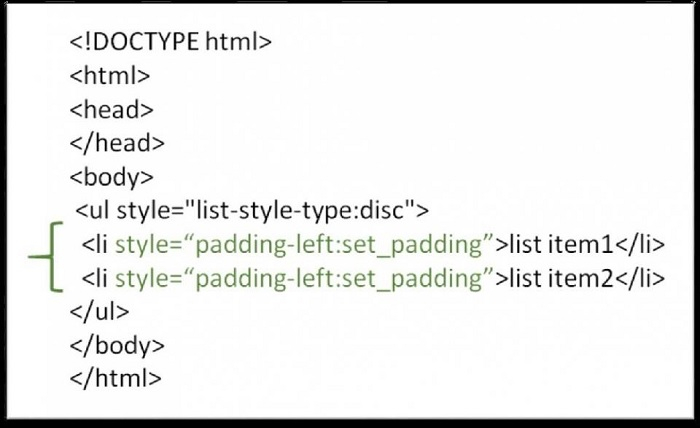 Bagaimana untuk membuat jarak antara peluru senarai dan teks dalam HTML?