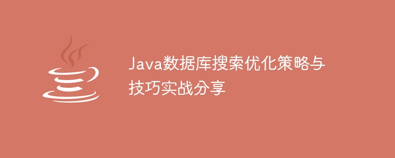 Java数据库搜索优化策略与技巧实战分享