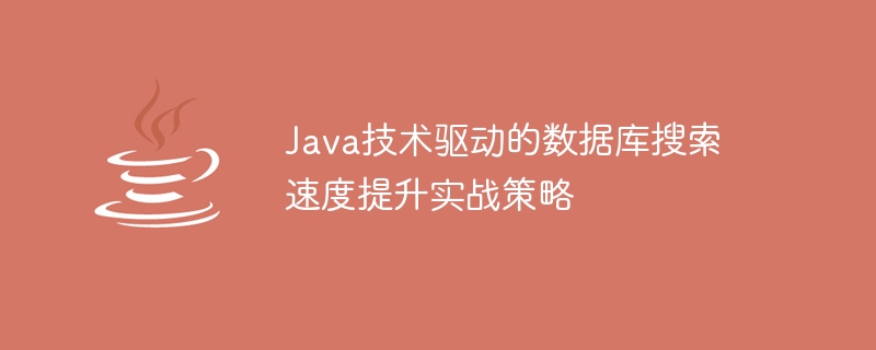 Java 기술을 활용한 데이터베이스 검색 속도 향상을 위한 실제 전략