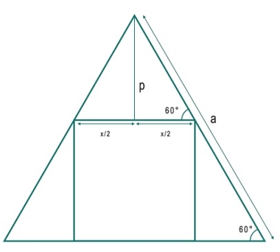 可以在等边三角形内切的最大正方形是多大？