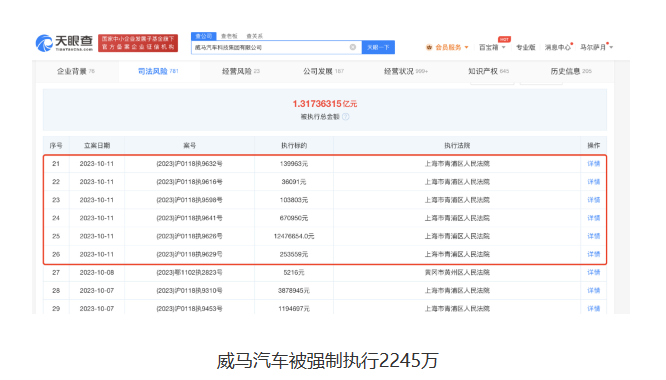 威马汽车：光鲜背后的困境浮出水面，40余起执行案揭示真相