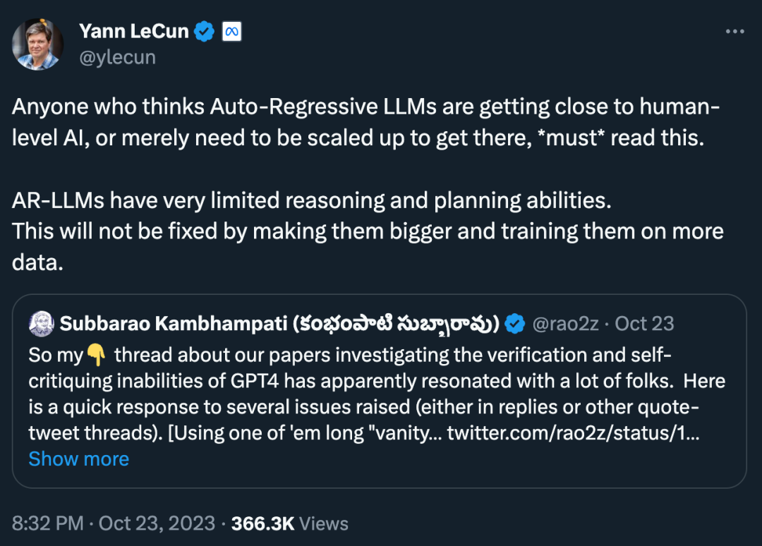 LeCun once again badmouthed autoregressive LLM: GPT-4’s reasoning ability is very limited, as evidenced by two papers