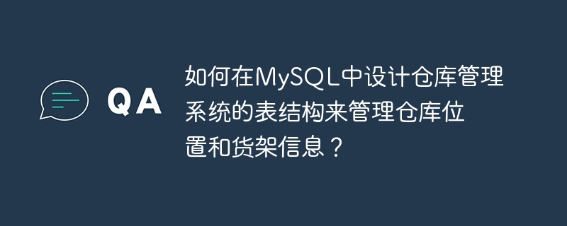 如何在MySQL中設計倉庫管理系統的表格結構來管理倉庫位置和貨架資訊？