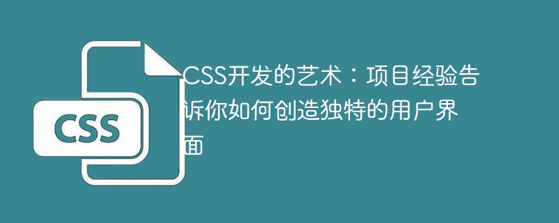 CSS开发的艺术：项目经验告诉你如何创造独特的用户界面