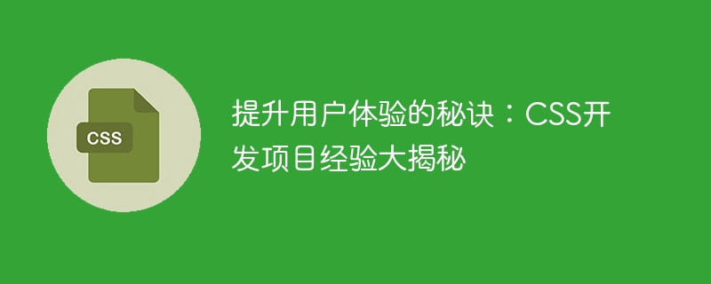 提升用户体验的秘诀：CSS开发项目经验大揭秘