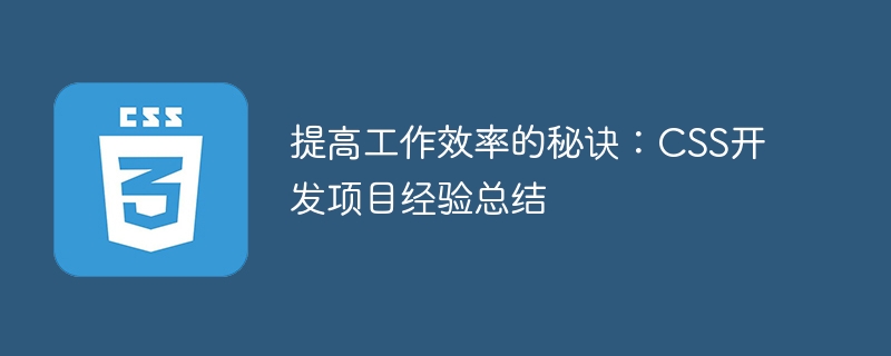 Conseils pour améliorer lefficacité du travail : résumé de lexpérience du projet de développement CSS
