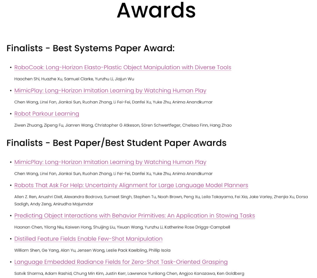 The Chinese team won the best paper and best system paper awards, and the CoRL research results were announced.