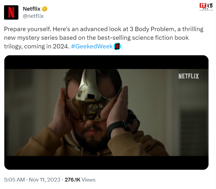 Netflix 宣布《三体》剧集片段已曝光，定于明年 3 月 21 日上线