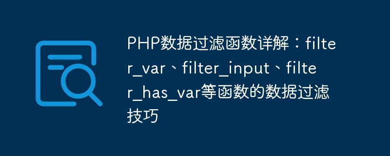 PHP 데이터 필터링 기능에 대한 자세한 설명: filter_var, filter_input, filter_has_var 및 기타 기능에 대한 데이터 필터링 기술