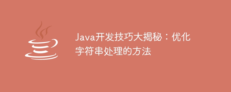 Java開發技巧大揭秘：優化字串處理的方法