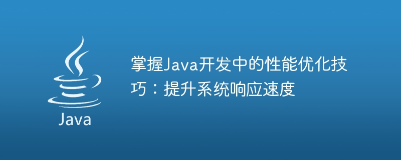 Beherrschen Sie Fähigkeiten zur Leistungsoptimierung in der Java-Entwicklung: Verbessern Sie die Reaktionsgeschwindigkeit des Systems