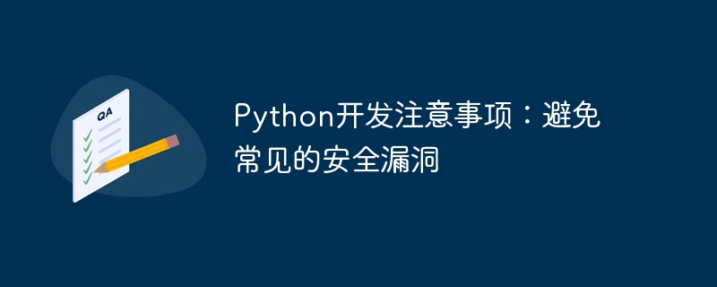 Python 開発ノート: 一般的なセキュリティ脆弱性を回避する