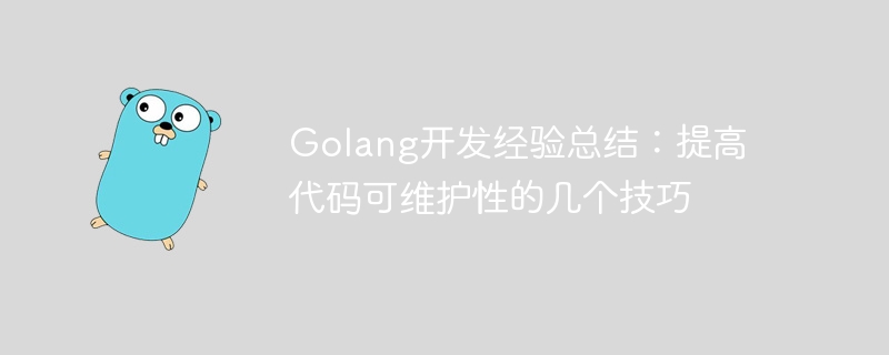 Golang 개발 경험 요약: 코드 유지 관리성을 향상시키는 몇 가지 팁