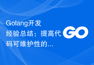 Résumé de l'expérience de développement Golang : plusieurs conseils pour améliorer la maintenabilité du code