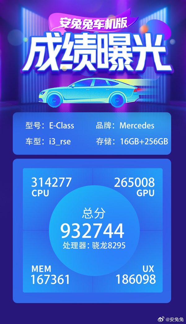 The new car chip is here! Mercedes-Benz E-Class AnTuTu benchmark exposed, performance doubled to 8155 points ahead