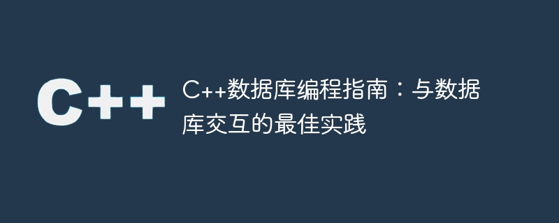 C++数据库编程指南：与数据库交互的最佳实践