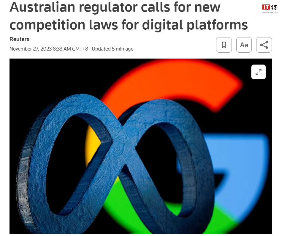 澳大利亚监管机构呼吁制定新的数字平台竞争法，以应对苹果、谷歌等快速扩张