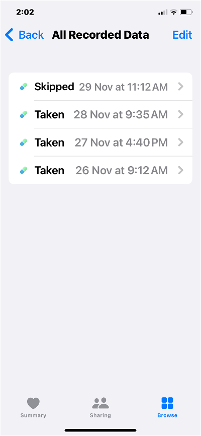 How to view your medication log history in the Health app on iPhone