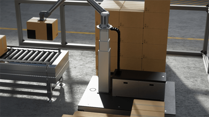 Easily upgrade the palletizing level of collaborative robots and experience the cost-reducing and efficiency-increasing features of LINAK’s ELEVATE lifting solution