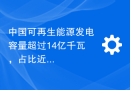 中国可再生能源发电容量超过14亿千瓦，占比近50%