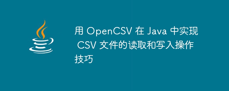 用 OpenCSV 在 Java 中实现 CSV 文件的读取和写入操作技巧