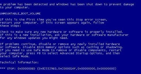 Steps to fix 0x000000ed blue screen