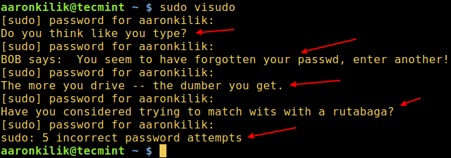 自定义 sudo 在你输入错误的密码时嘲讽信息