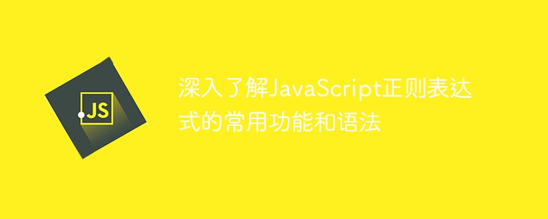 深入了解JavaScript正则表达式的常用功能和语法