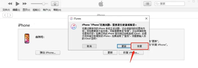 What should I do if the Connect iTunes icon appears on my iPhone?